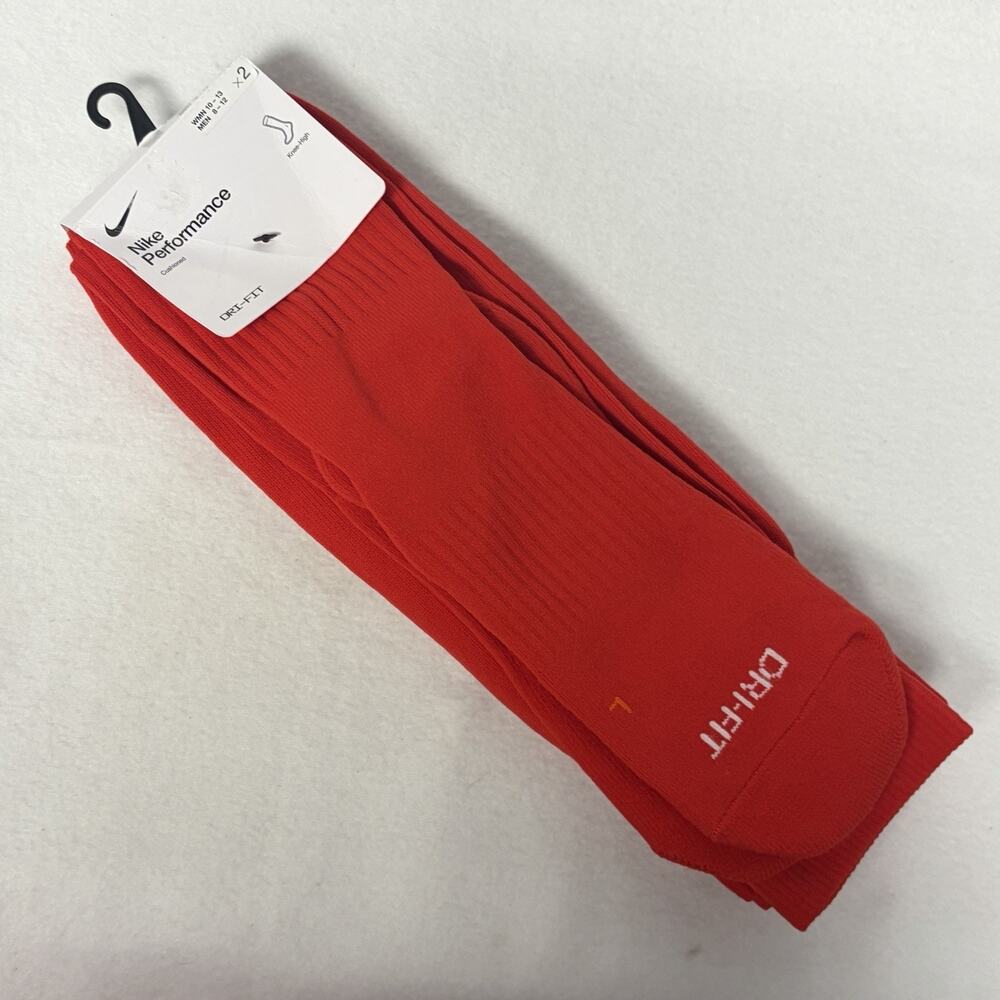 2 Pair Nike Performance Cushioned Knee High Socks University Red Sz Large $22